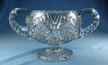 cut glass American Brilliant Pedestal Footed CUT GLASS Sugar Bowl