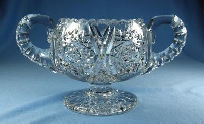 cut glass American Brilliant Pedestal Footed CUT GLASS Sugar Bowl