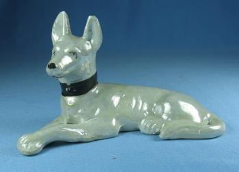 German SHEPHARD Dog Figurine - Vintage Japan Luster Porcelain