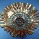 Fenton carnival glass Coin Dot Ruffled Bowl - Marigold Carnival GLass