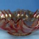 Fenton carnival glass Coin Dot Ruffled Bowl - Marigold Carnival GLass