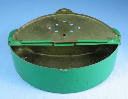 old Vintage Fishing WORM CAN - Tin belt can/sporting metalware