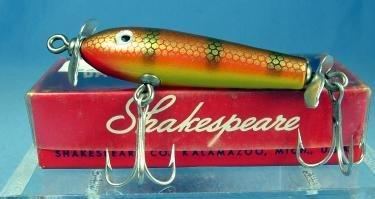 old Shakespeare SPINNING SLIM JIM Fish Lure- Near Mint in Original Box - Vintage Wood sporting Bait