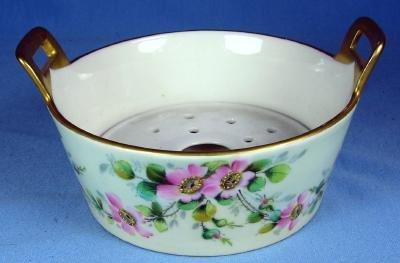 Limoges BUTTER TUB - Wild Rose or Moss Rose Pattern Porcelain Dish