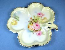 Royal Rudolstadt Pottery Clover Shaped Handled Dish - Shallow Prussia Porcelain Plate
