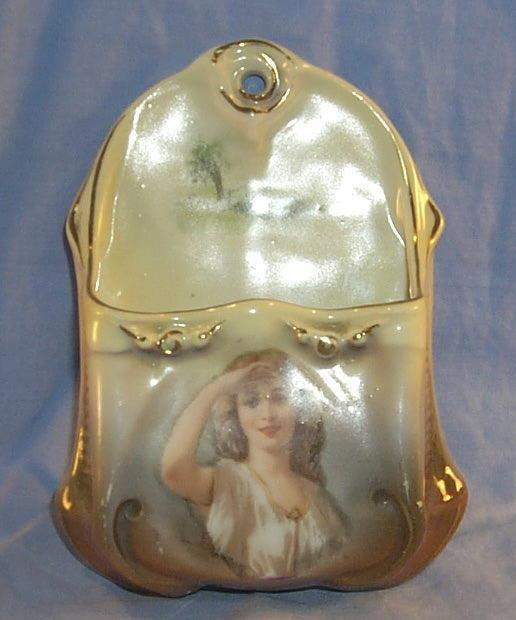 Royal Bayreuth Tapestry PEERING LADY Porcelain Hanging Match Holder