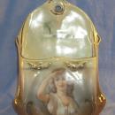 Royal Bayreuth Tapestry PEERING LADY Porcelain Hanging Match Holder