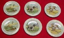 DUCK Pheasant Bird Dog Butter Patty Set (6) - Porcelain/ Fine China