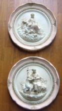 old vintage rare Chalkware Sculpture Plaque Group - 1940's FAL