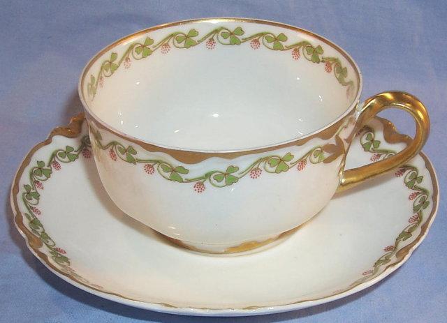 Six Sets LIMOGES Gold Trimmed Porcelain Cups & Saucers