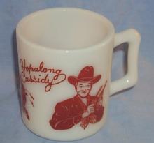 Red HOPALONG CASSIDY Milk Glass Advertising Mug