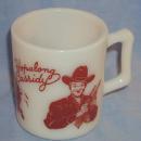 Red HOPALONG CASSIDY Milk Glass Advertising Mug