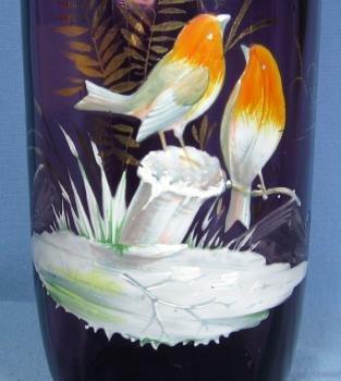 ART GLASS ENAMEL on Glass Amethyst Art Glass Vase