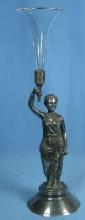 Figural Gothic Lady POSY Vase - Meriden Silver plate