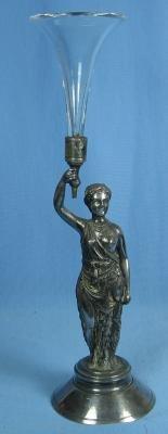 Figural Gothic Lady POSY Vase - Meriden Silver plate