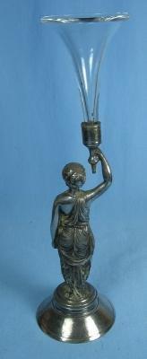 Figural Gothic Lady POSY Vase - Meriden Silver plate