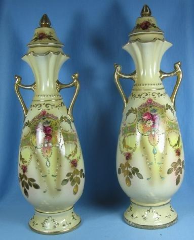 old Antique URNS - Antique HP Jars - Soft Paste Porcelain