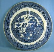 Allertons Pottery BLUE WILLOW Divided Dish Grill Plate Hotel Ware