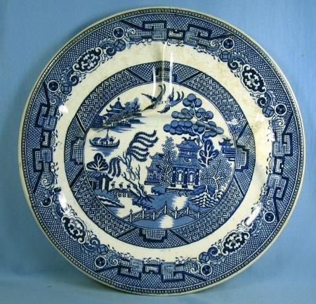 Allertons Pottery BLUE WILLOW Divided Dish Grill Plate Hotel Ware