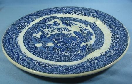 Allertons Pottery BLUE WILLOW Divided Dish Grill Plate Hotel Ware