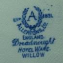 Allertons Pottery BLUE WILLOW Divided Dish Grill Plate Hotel Ware