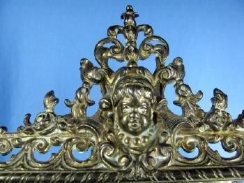 old Vintage Ornate Brass Mirror - Vanity old Framed Beveled Mirror Easel - metalware