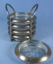 vintage Silver Plate and Crystal COASTER Set