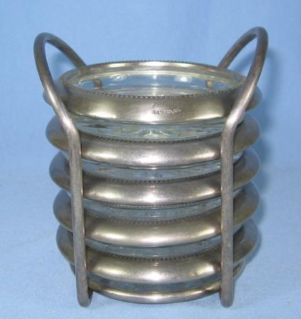 vintage Silver Plate and Crystal COASTER Set