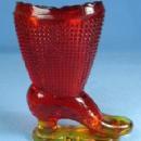Amberina GLASS High Top High Heel Glass SHOE Toothpick Holder