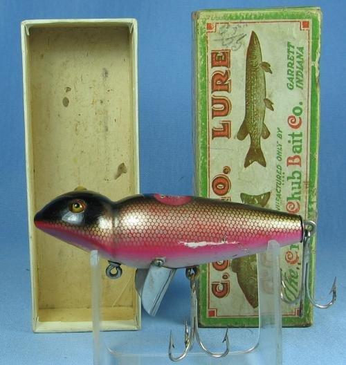 Vintage Creek Chub JIGGER Fishing Lure BLEEDING FROG Finish with Original Box - sporting