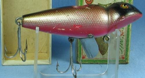 Vintage Creek Chub JIGGER Fishing Lure BLEEDING FROG Finish with Original Box - sporting