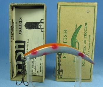 Vintage Helin FLATFISH Fishing Lure - Vintage Wood Tackle with Original Box - sporting