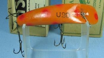 old Vintage Helin FLATFISH Fishing Lure - Vintage Wood Tackle with Original Box - sporting