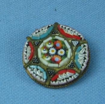 old Italian Mosaic Multi-Color Brooch Vintage Jewelry