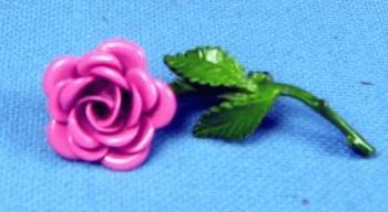 Enamel Pink ROSE Brooch - Vintage Costume Jewelry Pin