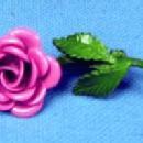 Enamel Pink ROSE Brooch - Vintage Costume Jewelry Pin