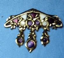 Jewelry antique Pearly Amethyst Dangle Brooch - Vintage Estate Jewelry