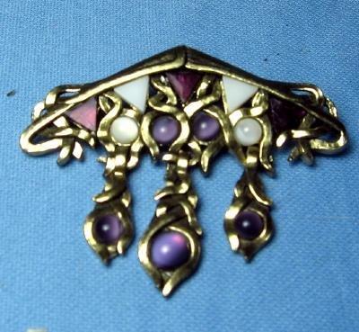 Jewelry antique Pearly Amethyst Dangle Brooch - Vintage Estate Jewelry
