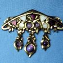 Jewelry antique Pearly Amethyst Dangle Brooch - Vintage Estate Jewelry