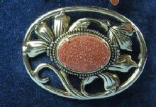 Jewelry huge GOLDSTONE Brooch - Oversize Costume Estate Jewelry