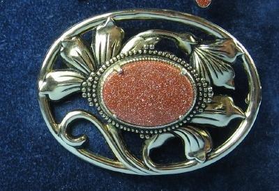 Jewelry huge GOLDSTONE Brooch - Oversize Costume Estate Jewelry