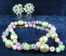 Jewelry Lilac Seafoam Green Soft Pink Necklace & Clip Earring Group -