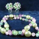 Jewelry Lilac Seafoam Green Soft Pink Necklace & Clip Earring Group -