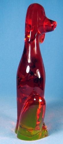 VIKING GLASS Amberina DOG Figurine - Vintage Viking Glass