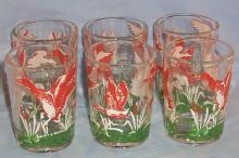 Six DUCK Juice Glasses - Sporting