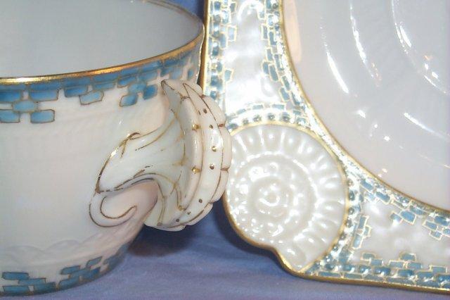 LIMOGES Shell Shaped Handle Porcelain Cup and Saucer Set
