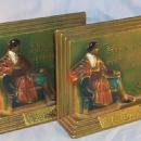 Robert Burns AULD LANG SYNE Polychromed Cast Metal Bookends - Metalware