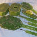 Eight Piece Art Deco Green CELLULOID Dresser Set - Misc.