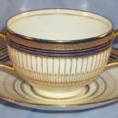 ROYAL DOULTON Porcelain Cobalt/Gold TIFFANY & COMPANY Cream Soup Cup and Saucer