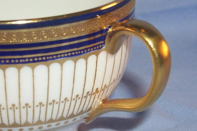 ROYAL DOULTON Porcelain Cobalt/Gold TIFFANY & COMPANY Cream Soup Cup and Saucer